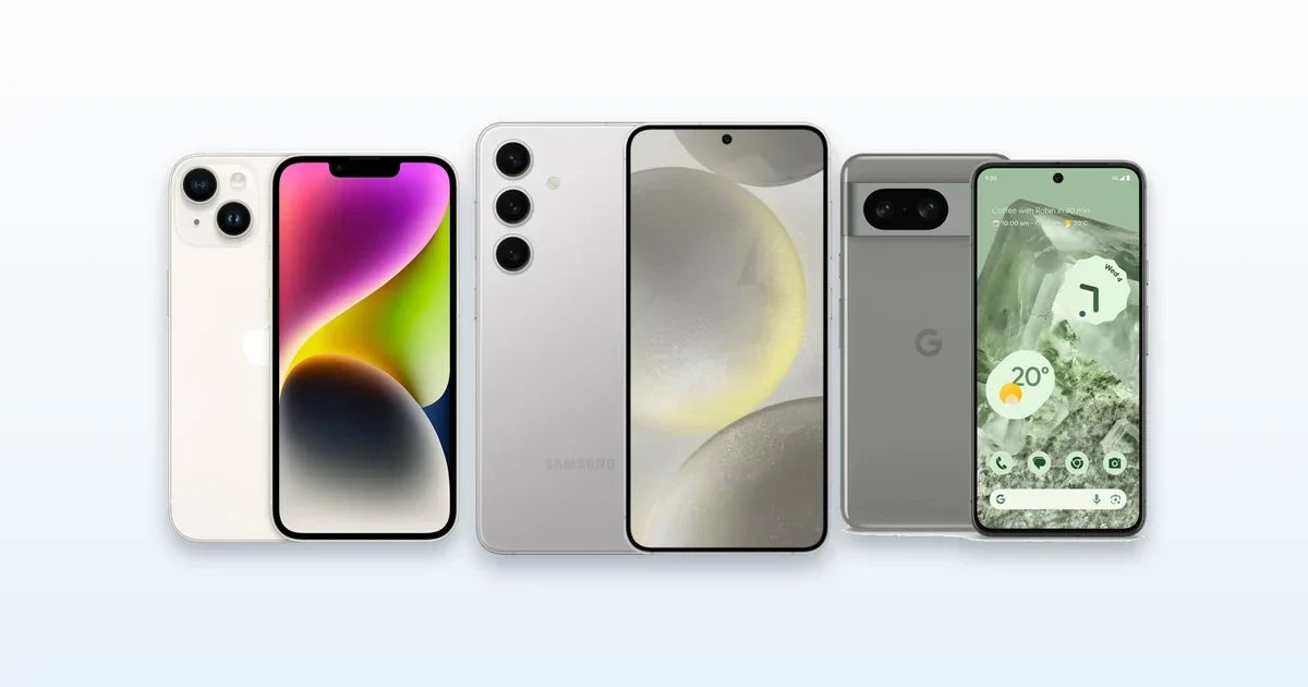 The best refurbished phone under $700 in Australia - Apple iPhone 14, Samsung Galaxy S24 5G and Google Pixel 8 side by side