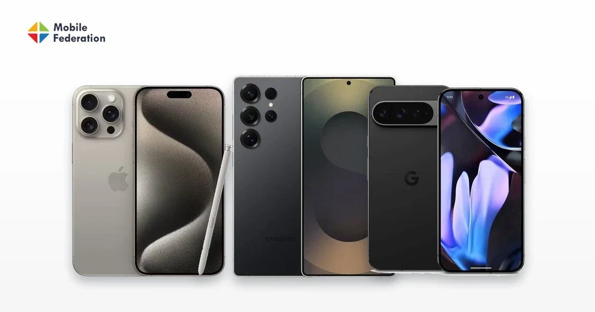iPhone vs Samsung vs Pixel: refurbished iPhone 15 Pro Max, Samsung Galaxy S25 Ultra and Google Pixel 9 Pro XL side by side